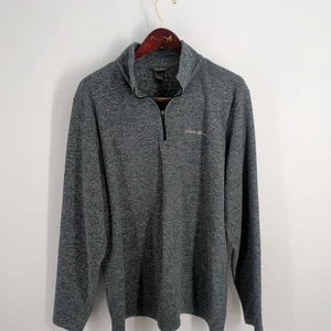 Eddie Bauer Quarter Zip Stand Fleece Collared Pullover Sweatshirt Gray Size TL - Picture 1 of 9