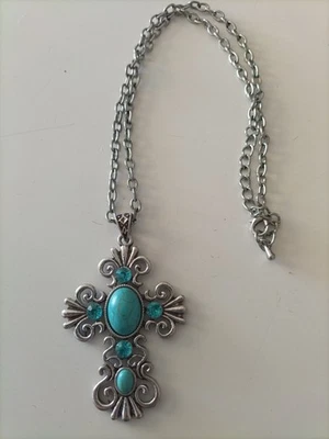 Joli Pendentif Croix Turquoise Foto 1 de 4