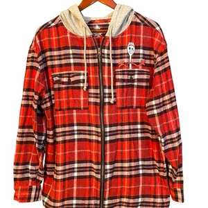 Disney Forky rot kariertes Flanellhemd Toy Story Hoodie durchgehender Reißverschluss Größe Large - Bild 1 von 5