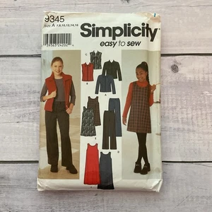Simplicity 9345 Sewing Pattern Jumper Pants Jacket Vest Girls Child 7-16 UNCUT - Picture 1 of 4