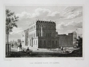 1840 Standshaus Kassel Hesse vista view grabado en acero Wenderoth Poppel - Imagen 1 de 1