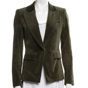 Veronica Beard Reagan Green Corduroy Blazer w/ Brown Elbow Patches Size 0 - Picture 1 of 9