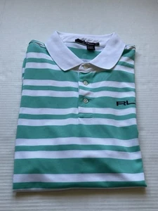 Ralph Lauren RLX Polo Shirt Mens XL Teal Striped Performance Golf Stretch - Picture 1 of 7