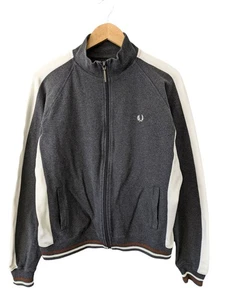 Hombres Fred Perry Cremallera Top Chaqueta Cuello Alto Vintage Grande Gris J6284 - Imagen 1 de 9