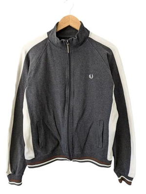 Hombres Fred Perry Cremallera Top Chaqueta Cuello Alto Vintage Grande Gris J6284 - Imagen 1 de 4