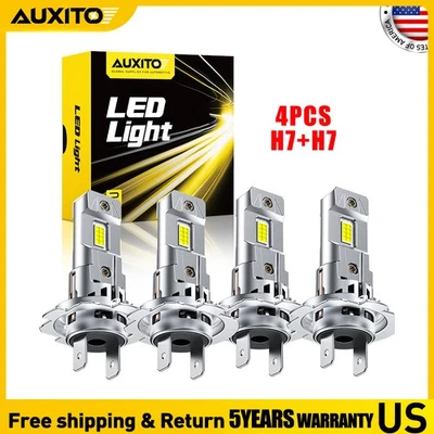 H7 + H7 LED Headlight Bulb Kit High Beam 6500K 60000LM White Bulbs CANBUS 4-40X - Image 1 of 4