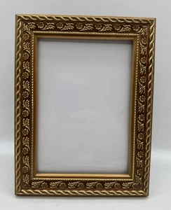 Vintage Ornate Gold Picture Frame Floral Embossed Design with Glass Fits 5”x7” - Picture 1 of 12