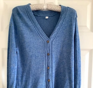 WHITE STUFF Size 16 Blue linen cotton cardigan- VGC - Picture 1 of 9