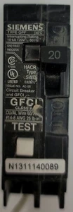Siemens QPF 20 Amp 120V HACR TYPE SWD GFCI CIRCUIT BREAKER E82617 X12 - Picture 1 of 3