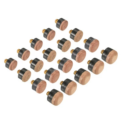 24Pcs Screw-on Pool Cue Tip Replacement 10/11/12/13mm Billiard Stick Tips Brown