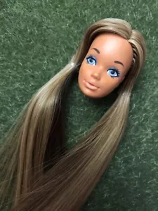 Barbie’s Friend PJ Vintage Doll Head Reroot Brown Hair Retouched Face! OOAK - Picture 1 of 15