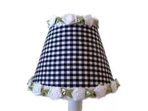 Gingham Black & White Satin Rose Chandelier Shade, 5" Mini Lamp Sconce Shade - Picture 1 of 1