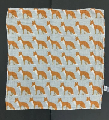 Milkbarn Small Cotton Muslin Security Blanket Lovey Burp Gray Fox 21X21 1 Ply - Image 1 of 4