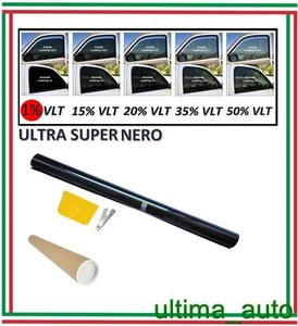 PELLICOLA OSCURANTE PER VETRI AUTO ULTRA ULTRA NERO 1% 76cm x 3m / 76cm x 300cm - Picture 1 of 1