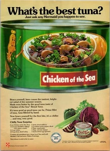 Anuncio impreso 1976 Pollo del Mar Mejor Atún Sirena Etiqueta 8,5 x 11 - Imagen 1 de 1