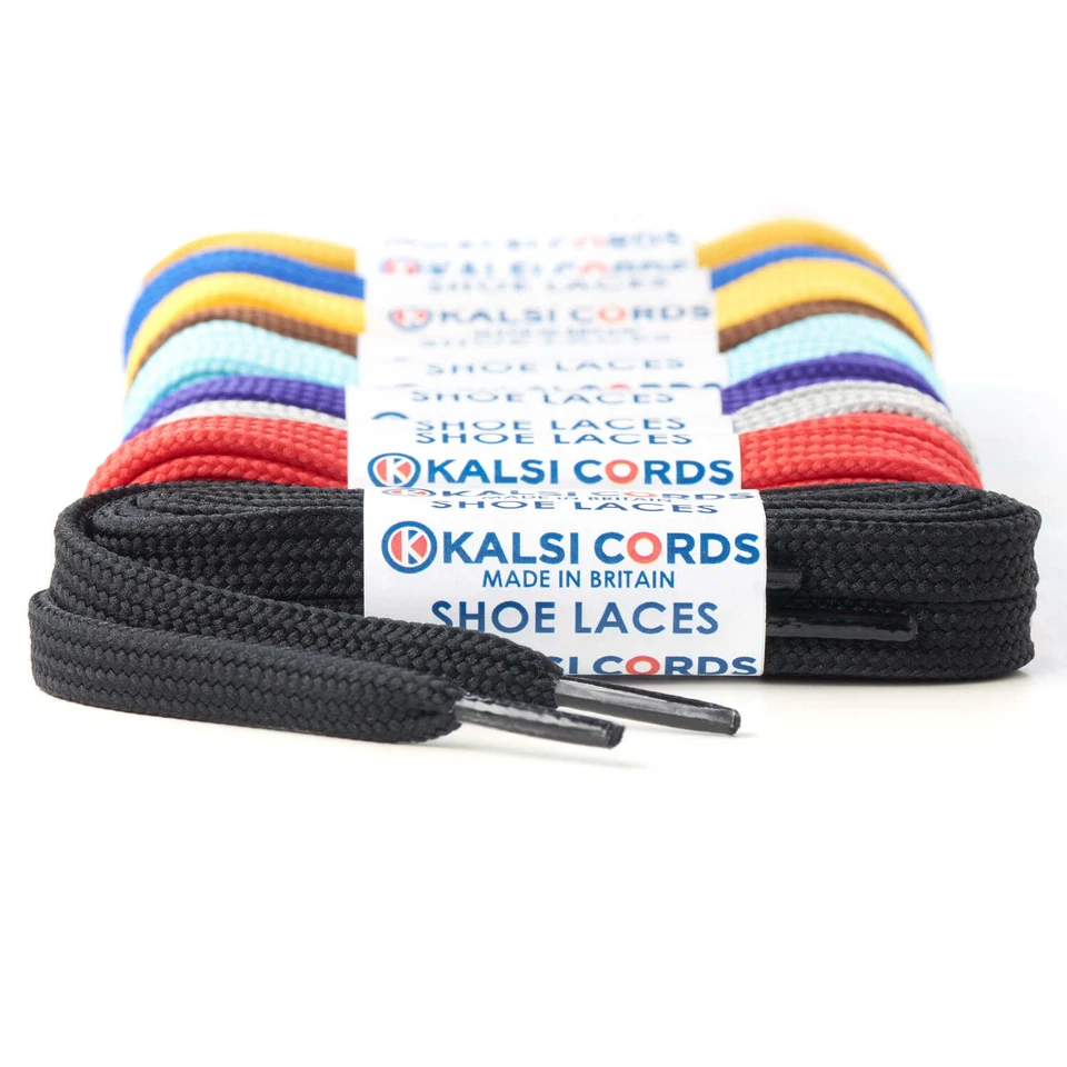 9MM FLAT TRAINER SHOE LACES 1 PAIR STRONG SNEAKER SPORTS & BOOT LACES 35 COLOURS - Image 1 of 1