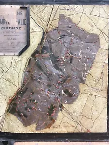 Antik Karte Relief aus Holz Common Heilige Eulalie Gironde Wein- Bordeaux 1880 - Bild 1 von 12