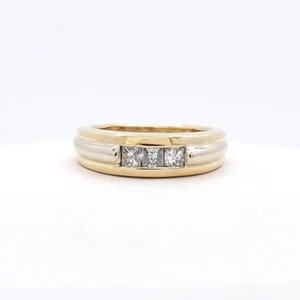 14k Gold Princess Cut Natural Diamond Wedding Band Anniversary Ring Small Size - Picture 1 of 10