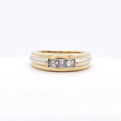 14k Gold Princess Cut Natural Diamond Wedding Band Anniversary Ring Setting s4.5 - Image 1 of 4
