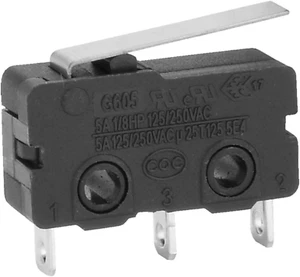 AC 250V 5A SPDT 1NO 1NC Short Straight Hinge Lever Mini Micro Switch - Picture 1 of 5