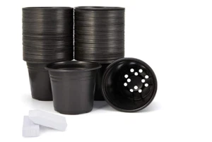 Garden Nursery Plastic Pots Flower Plant Container Seed Black 0.5 Gallon 100 Pcs - Picture 1 of 8