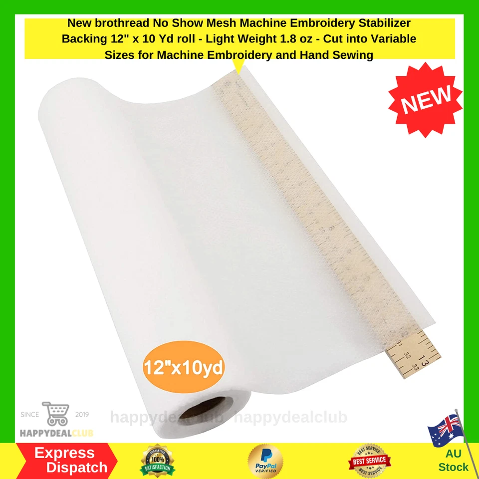 No Show Mesh Machine Embroidery Stabilizer Backing 12" x 10 Yd roll Light Weight - image 1 of 4
