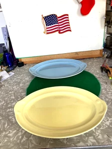 LU-RAY #2442 SERVING PLATES PASTEL BLUE & YELLOW - Picture 1 of 5