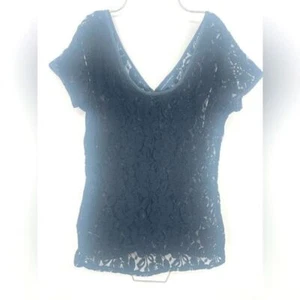 Banana Republic Damen Spitzenshirt, schwarz, Gr. Medium - Bild 1 von 4