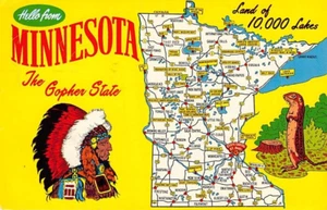 Postal MN: Hola desde Minnesota, publicada 1968 - Imagen 1 de 2