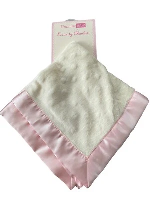 Vitaminas Bebé Blanco Rosa Borde Satinado Manta de Seguridad 15" X 15" Foto 1 de 4