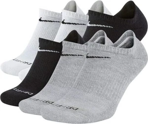 Nike Everyday Plus Cushion No Show Socks MULTI GREY/WHT/BLK 6 Pk Sz M Mens 6-8 - Picture 1 of 2