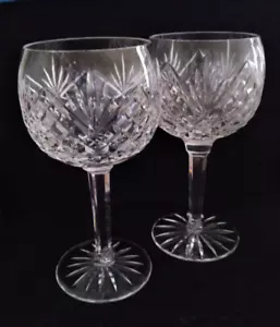 Set of 2 Tyrone Crystal Antrim Pattern Balloon Wine Glasses 7-5/8"H - Picture 1 of 10
