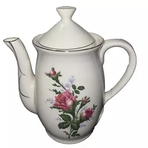 Vtg Electric Porcelain Ceramic Tea Pot Cranberry Colored Roses Japan W/cord - Picture 1 of 14