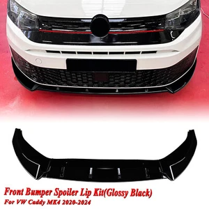 Gloss Black Front Bumper Lower Spoiler Lip Splitter For VW Caddy MK4 2020-2024 - Picture 1 of 9