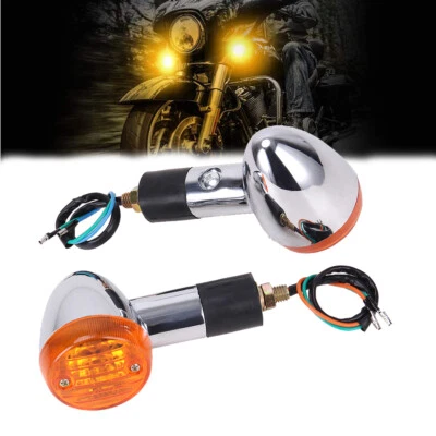 Pair 12v Universal Bullet Turn Signals Lights For Harley Honda Yamaha Kawasaki - Image 1 of 4
