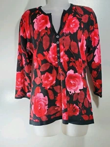 Suéter Pullover Floral Negro Suave Cathy Daniels para Mujer Talla S-s - Imagen 1 de 8