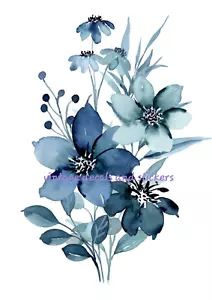 PEGATINA DE TRANSFERENCIA DE MUEBLES FROTAR TOBOGÁN ACUÁTICO FLORES AZULES SHABBY CHIC ❤ - Imagen 1 de 13