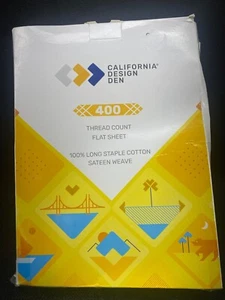 California Design 400 Thread Count Queen Flat Sheet Bright White 90"x102" NEW - Picture 1 of 2