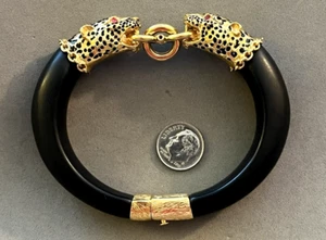 1987 Franklin Mint Duchess Of Windsor 22k Gold Plated Panther Bracelet Real Ruby - Picture 1 of 6