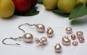 Pendientes de joyería de perlas naturales de agua dulce O27 plata 925 - Imagen 1 de 1