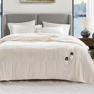 Electric Heated Blanket Queen Size with Dual Control - Soft Flannel Heating Blan - Picture 1 of 12