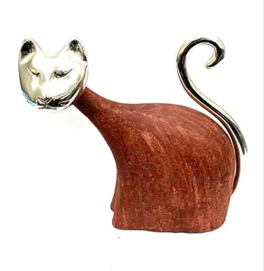 Hermoso Estatua De Gato de Madera - Picture 1 of 1