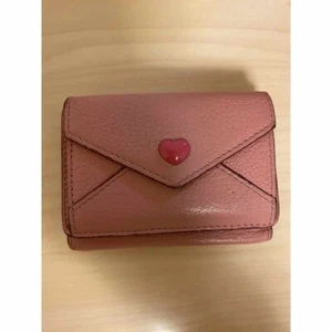 Miu Miu  / Trifold Wallet Mini Madras Love Letter /  Pink / Used / Good  - Picture 1 of 10
