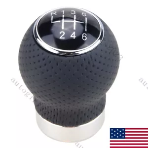 1x 6 Speed Black Shift Knob Gear Stick Shifter Leather For Ford Ranger F150 F250 - Picture 1 of 6