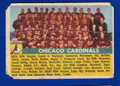  CHICAGO CARDINALS TEAM PHOTO pat summerall OLLIE MATSON 1956 TOPPS SP #22 - Image 1 of 2