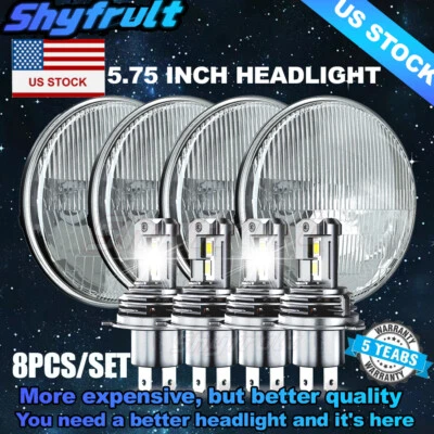 4PCS 5.75 5 3/4 Projector LED Headlights for Kenworth W-900A W900A Peterbilt 359 - Image 1 of 4