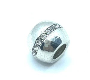 Brighton Glimmer Row of Crystals Hammered Silver Spacer Bead - Picture 1 of 6