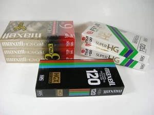 Lot of 6 VHS Maxell HGX Gold Fuji T120 Super HG Video Cassette Tapes New Sealed - Picture 1 of 4
