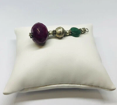 Ciondolo pendente in Argento 925 con radice di Rubino e Smeraldo - Immagine 1 di 2