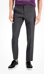 AX Armani Exchange Men's Slim Fit Wool Dress Pants 32s Grey Pindot - Picture 1 of 4